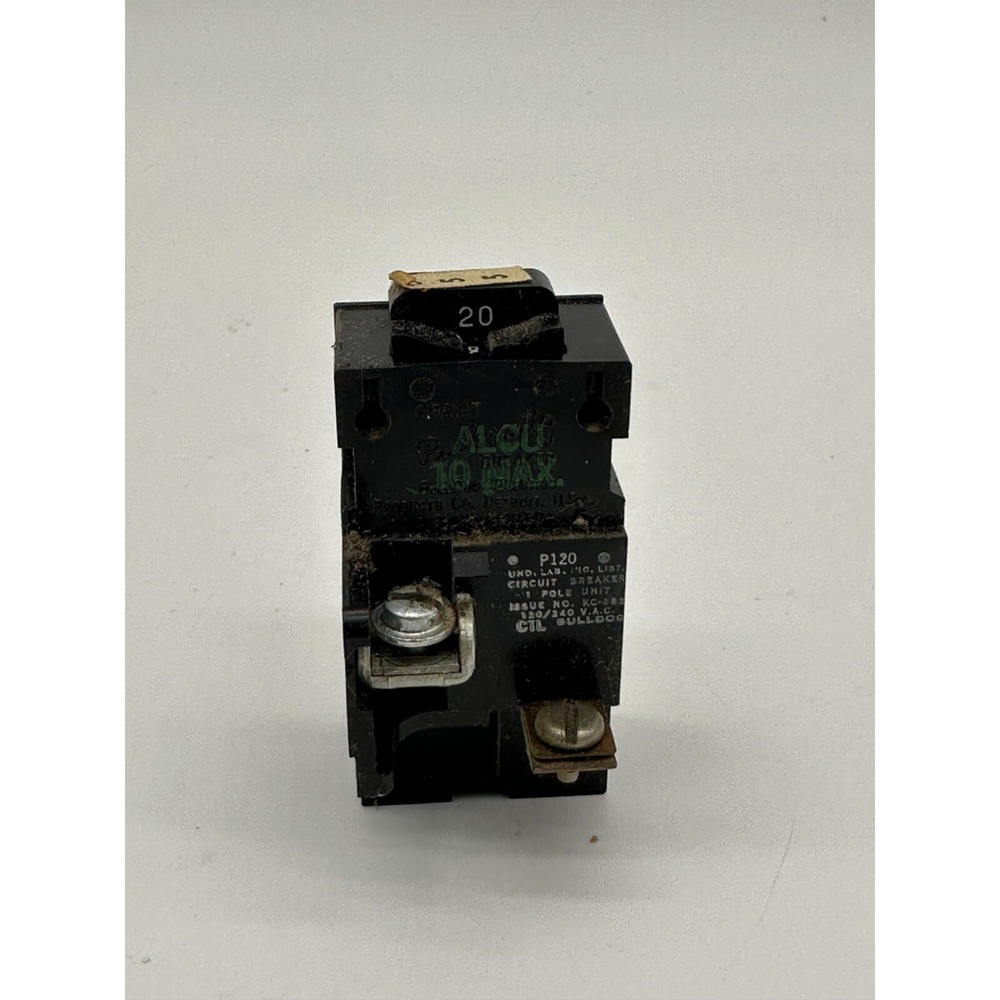 Bulldog P120, 20 Amp, 120 Volt, 1 Pole Pushmatic‎ Circuit Breaker